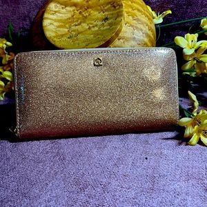 Kate Spade Mavis Street Neda Rose Gold glitter wallet